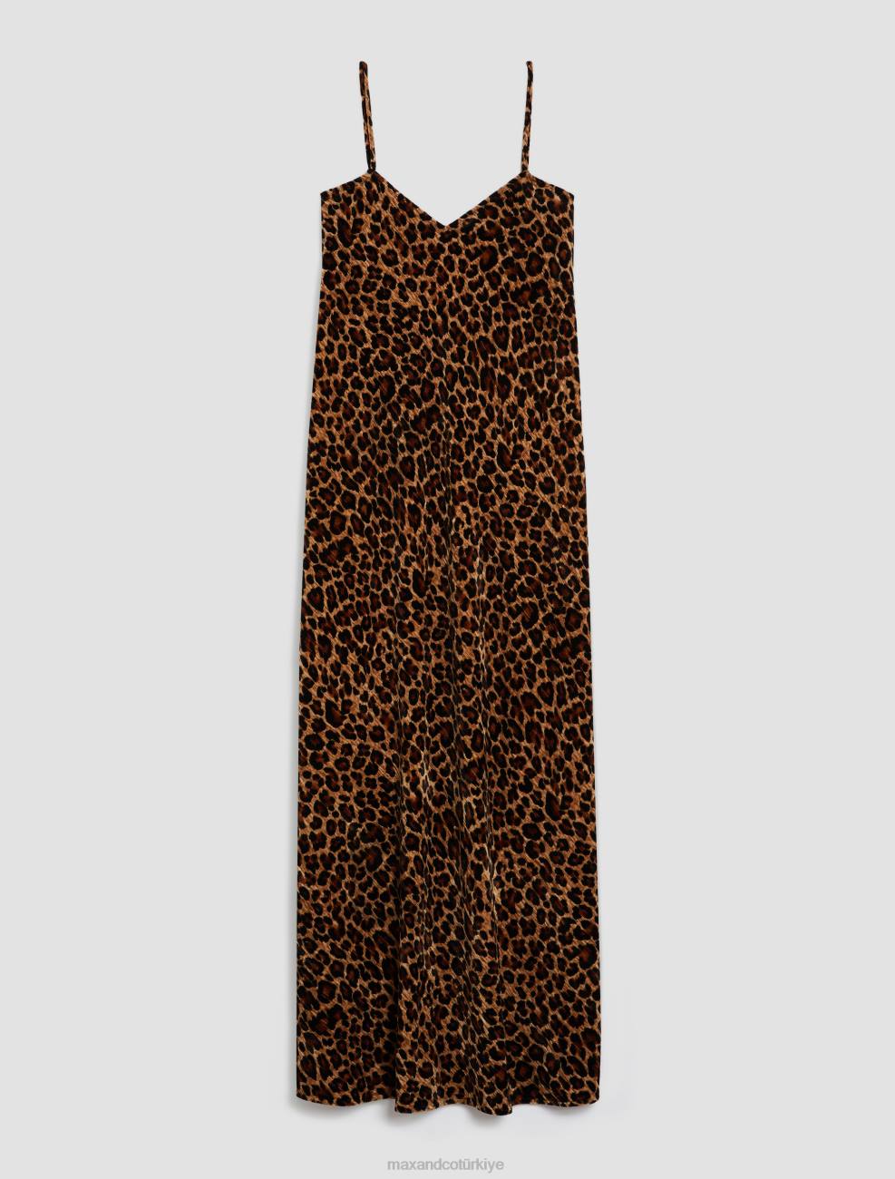 giyim MAX&Co. ezilmiş kadife elbise deve deseni kadınlar 2JP61